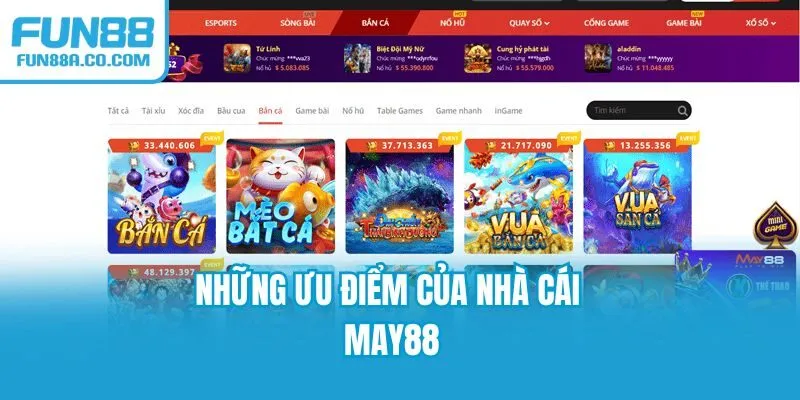 Những ưu điểm của nhà cái MAY88